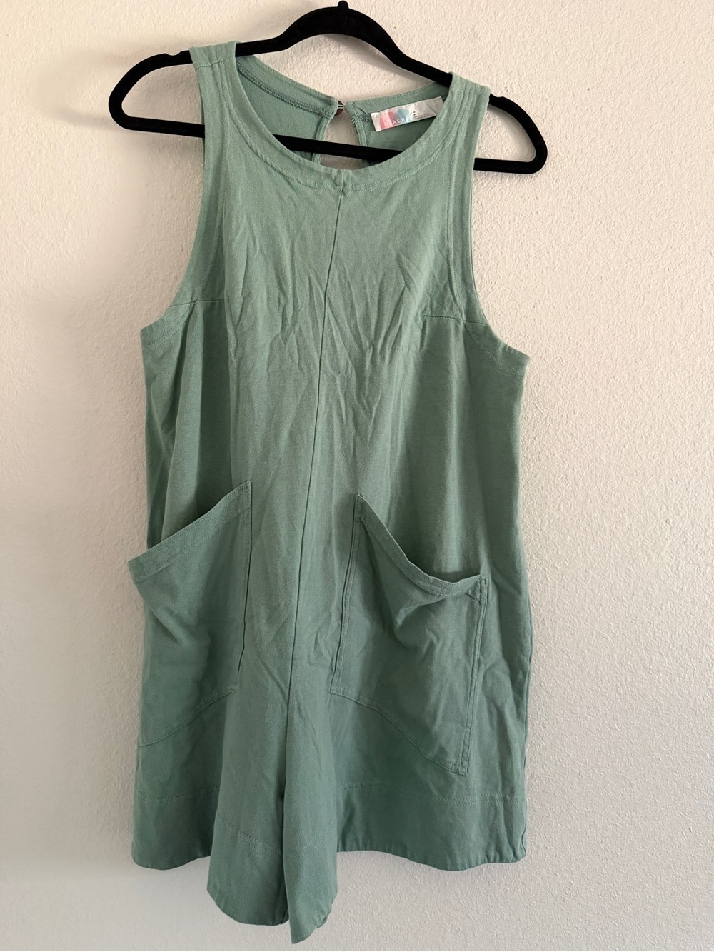 Free People Beach Elliot Romper Green Sleeveless Pockets